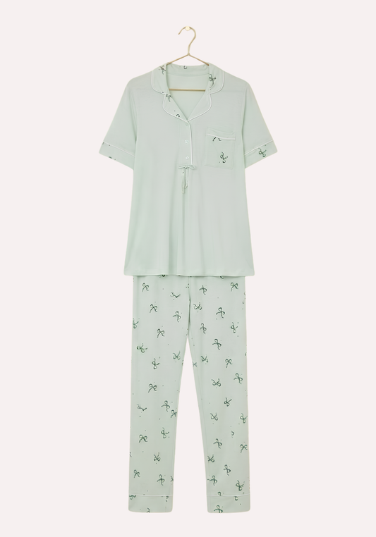 Collar Button Short Sleeve Pajama
