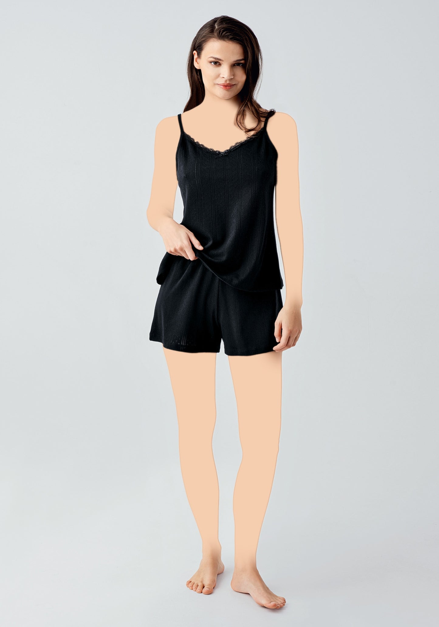 S&L Shoulder Strap Cotton Top And Short Set