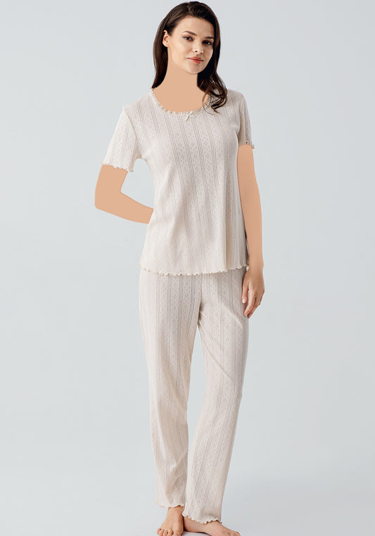 بيجامة قطنية بأكمام قصيرة من S&L