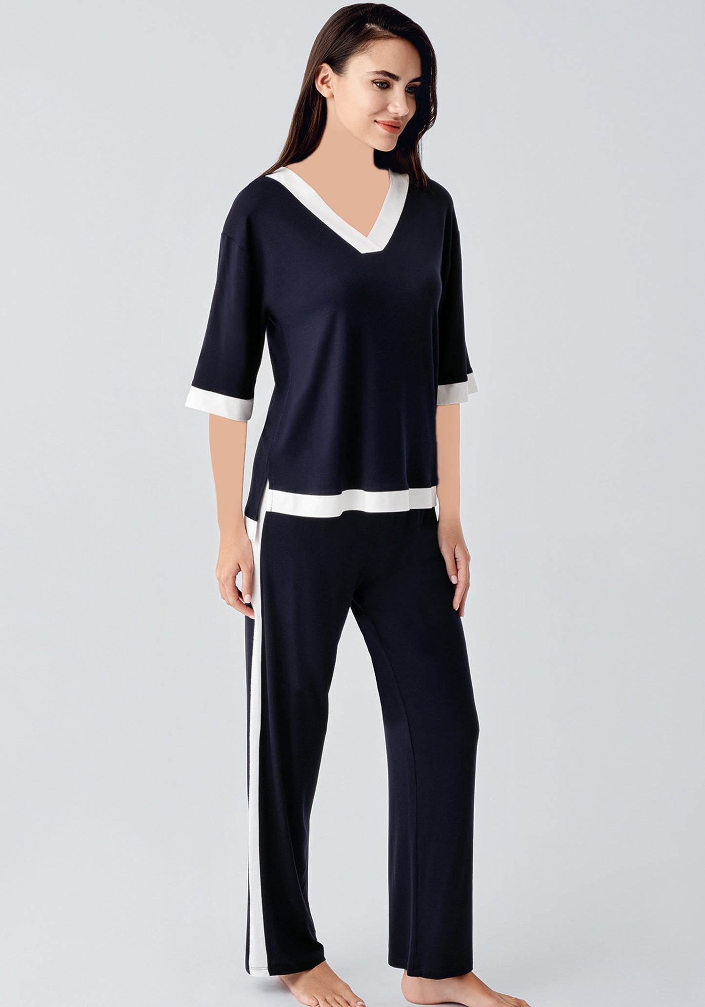 S&L Short Sleeve V-Neck Comfortable Sports Set