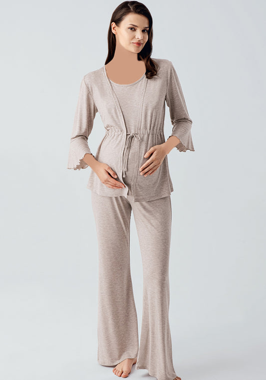 بيجامة الأمومة مع رداء علوي