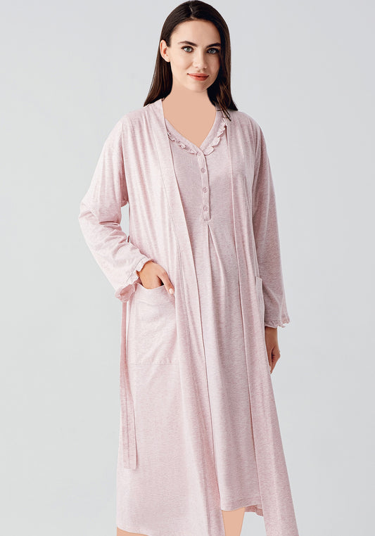 Maternal 2 Piece Long Robe And Nightgown Set