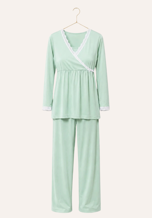 Maternal Long Sleeve Top And Plain Pant Pajamas