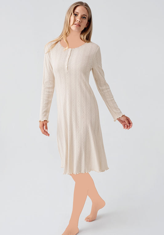 Maternal Long Sleeve Cotton Night Gown