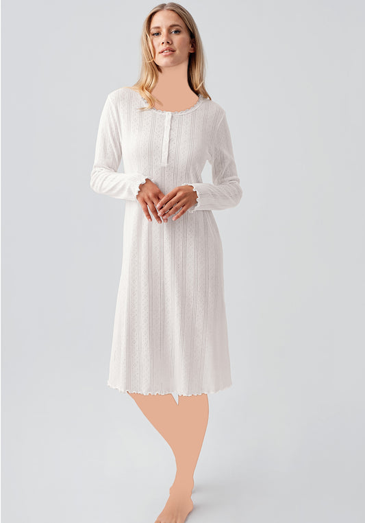 Maternal Long Sleeve Cotton Night Gown