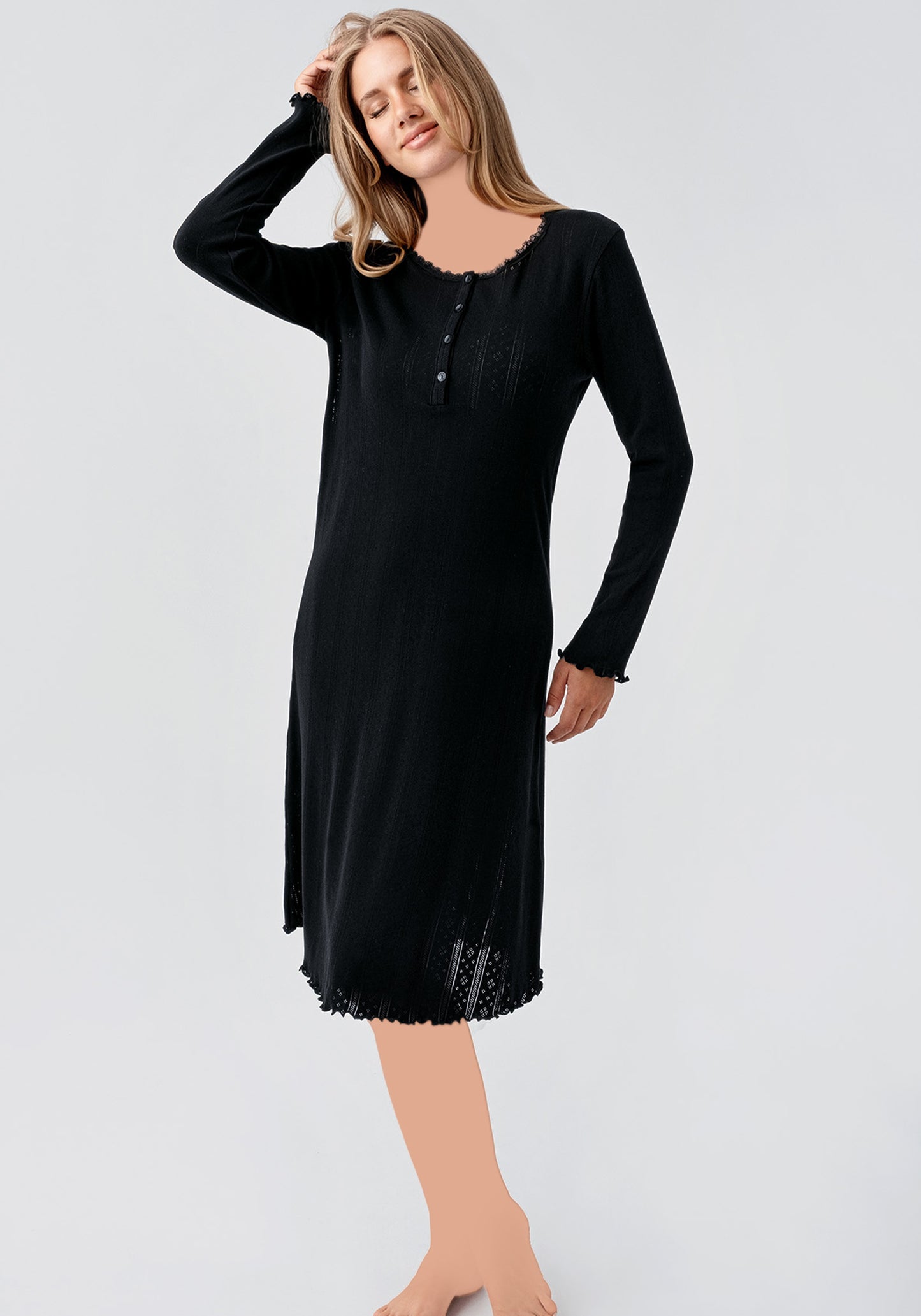 Maternal Long Sleeve Cotton Night Gown