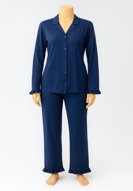 Maternal Cotton Lycra Collar Button Long Sleeve Pajamas