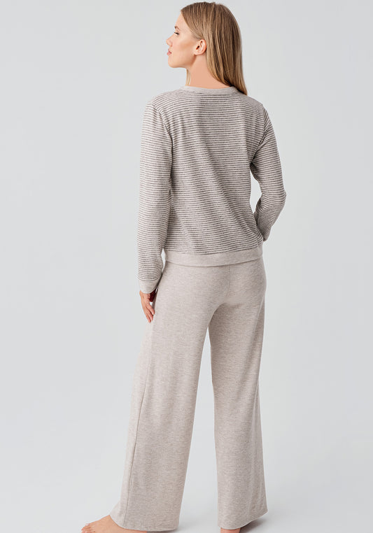 Long Sleeve Button Top Soft Touch Pajama