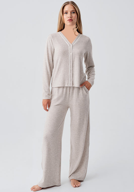 Long Sleeve Button Top Soft Touch Pajama