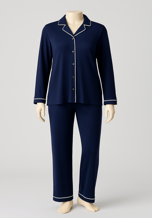Maternal Viscose Lycra Collar Button Long Sleeve Pajamas