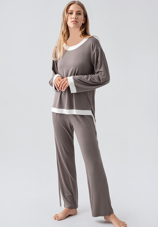 Sporty Long Sleeve Viscose Lycra Pajama