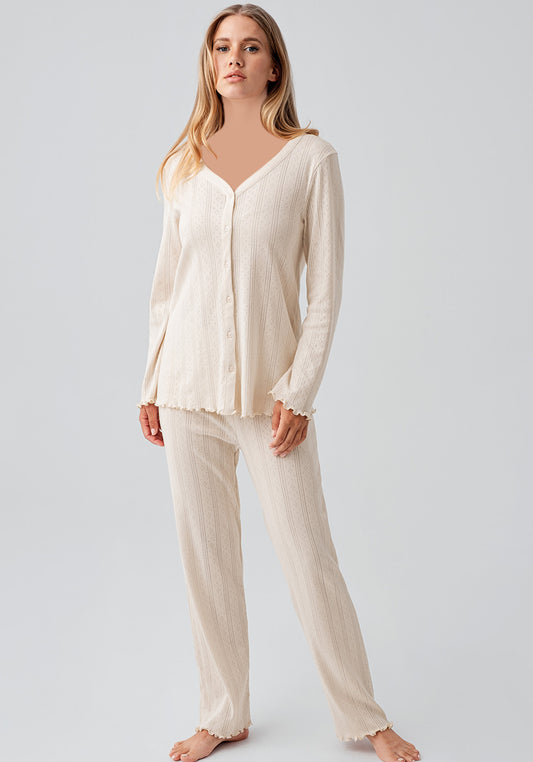 Maternal Long Sleeve Button Top Cotton Pajama