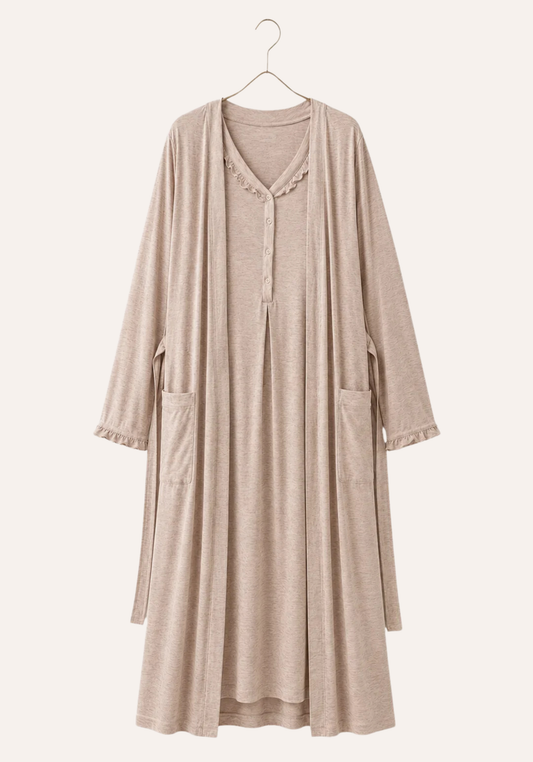 Maternal 2 Piece Long Robe And Nightgown Set
