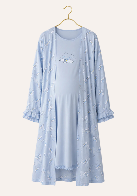 Maternal 2 Pieces Cotton Robe And Nighty Set