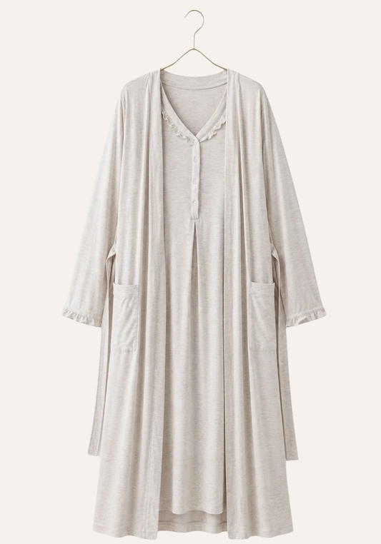 Maternal 2 Piece Long Robe And Nightgown Set