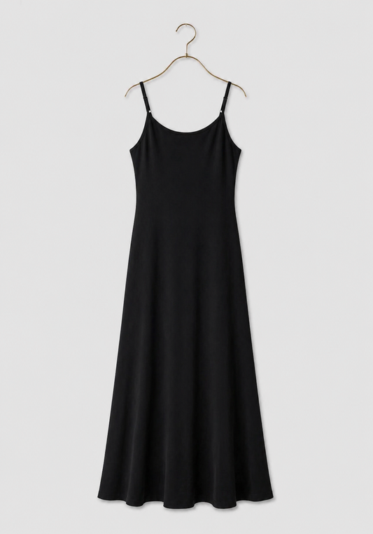 Basic Comfortable Viscose Lycra Shoulder Strap Soft Long Nighty