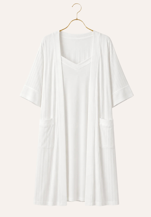 Maternal 2 Pieces Jakar Striped Robe And Nighty Set
