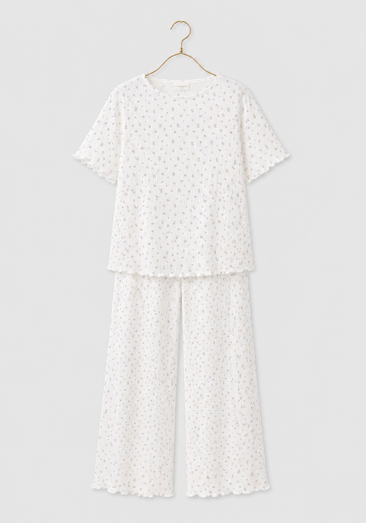 Cotton (100%) Floral Print Short Sleeves Pajamas