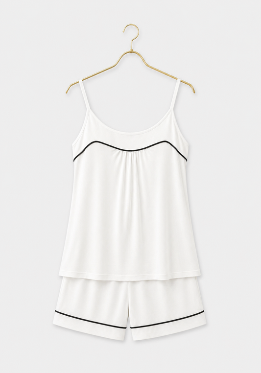 Plain Comfortable Viscose Lycra Shoulder Strap Soft Top And Short Set