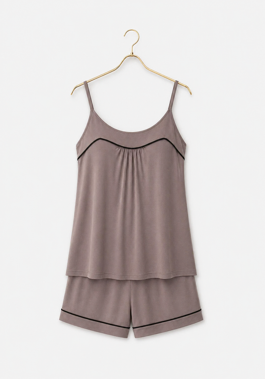 Plain Comfortable Viscose Lycra Shoulder Strap Soft Top And Short Set