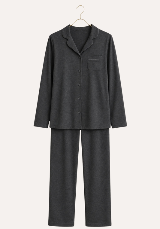 Collar Button Long Sleeve Pajamas (Vis Pes Els)