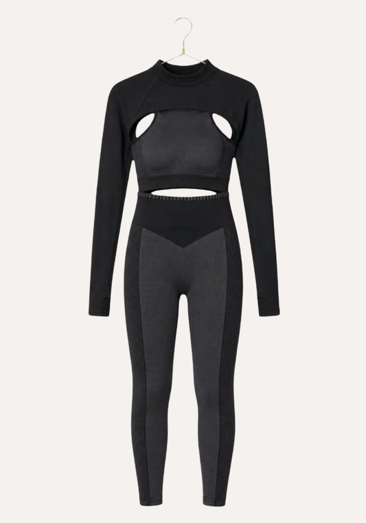 3 Pieces Sports Shaper Set: Shoulder Strap Sports Bra Top And Long Sleeve Arms And Hi Waist Leggings Shaper