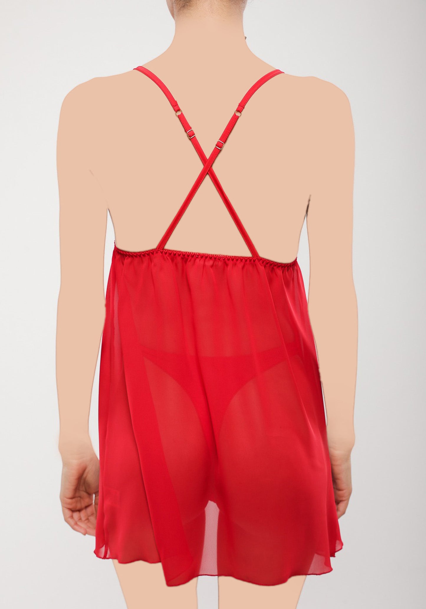 Shoulder Strap Schiffon Babydoll And Panty