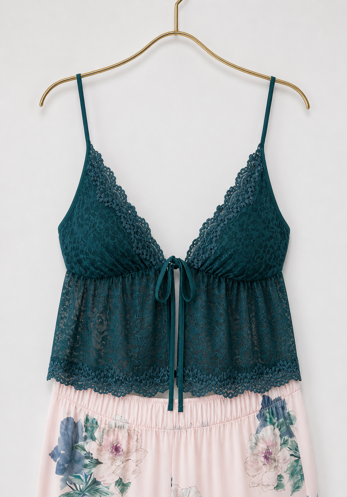 3 Pieces Set: Short Robe And Long Pants (100% Viscose) And Tank Top (Lace)