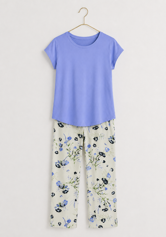 Pajamas: Short Sleeve Top And Pants (Viscose Lycra)