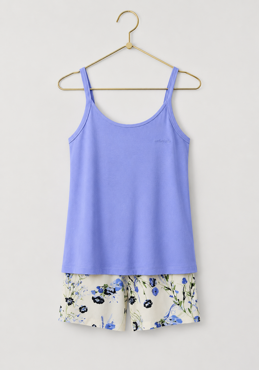 Short Set: Shoulder Strap Top And Shorts (Viscose Lycra)