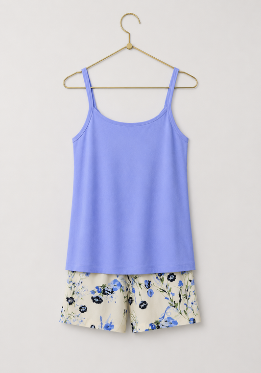 Short Set: Shoulder Strap Top And Shorts (Viscose Lycra)