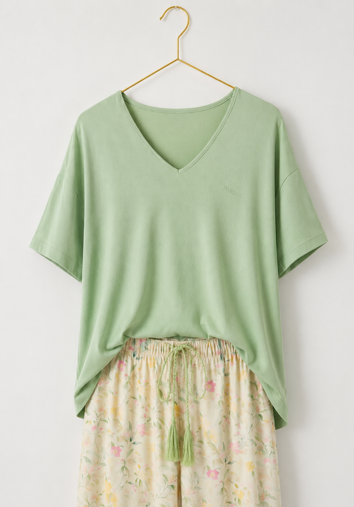 Pajamas: Short Sleeve Top (Viscose Lycra) And Pants (100% Viscose)