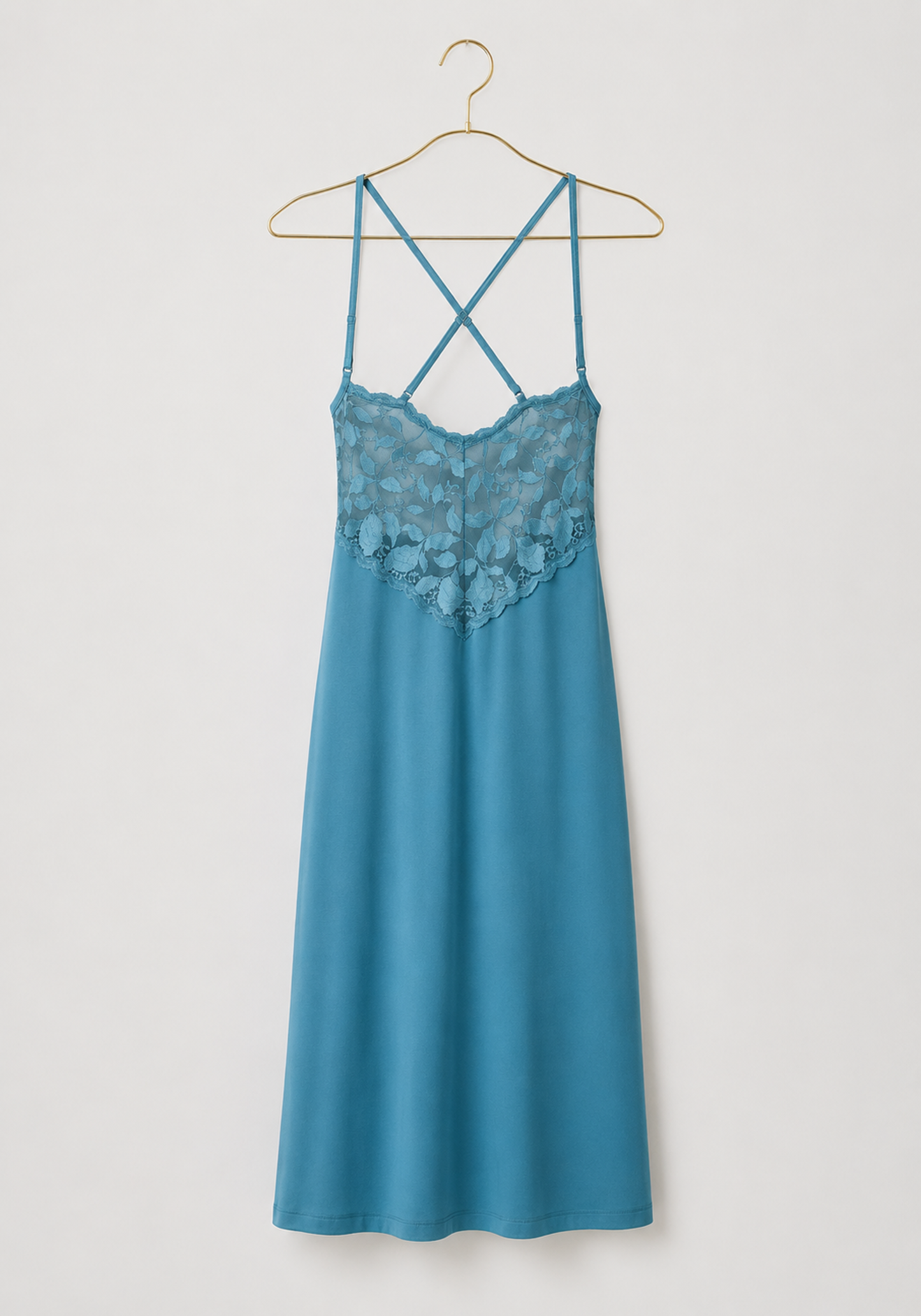 Long Robe Set: Shoulder Strap Long Nighty With Dantel (Viscose Lycra) And Long Robe (100% Viscose)