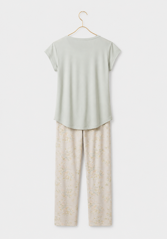 Pajamas: Short Sleeve Top And Pants (Viscose Lycra)