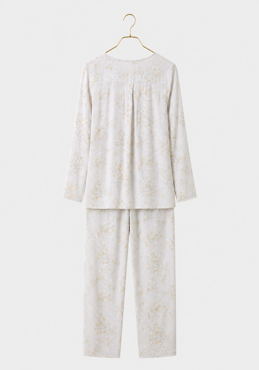 Pajamas: V-Collar Button Long Sleeve Top And Pants (100% Viscose)