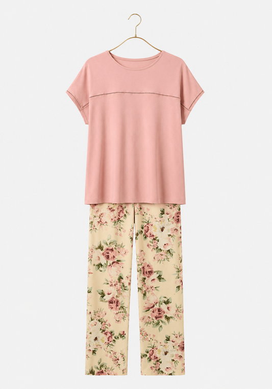 Pajamas: Short Sleeve Top And Pants (Viscose Lycra)