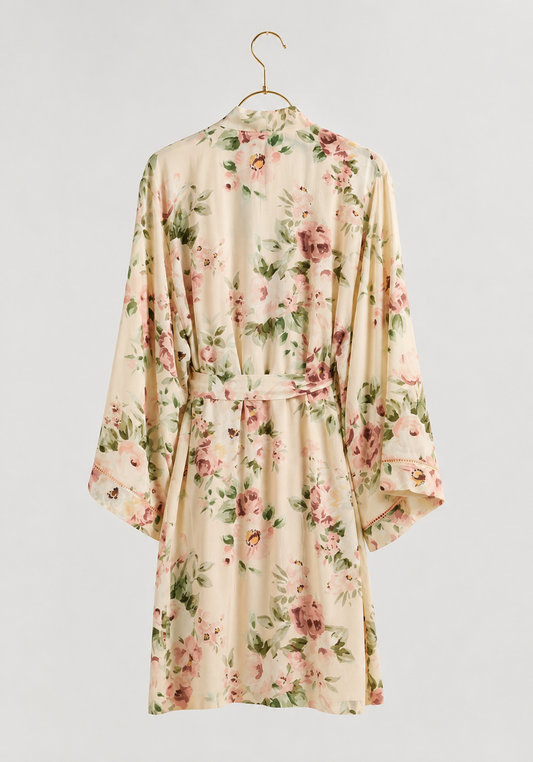 Robe Set: Shoulder Strap Short Nighty (Viscose Lycra) And Short Robe (100% Viscose)