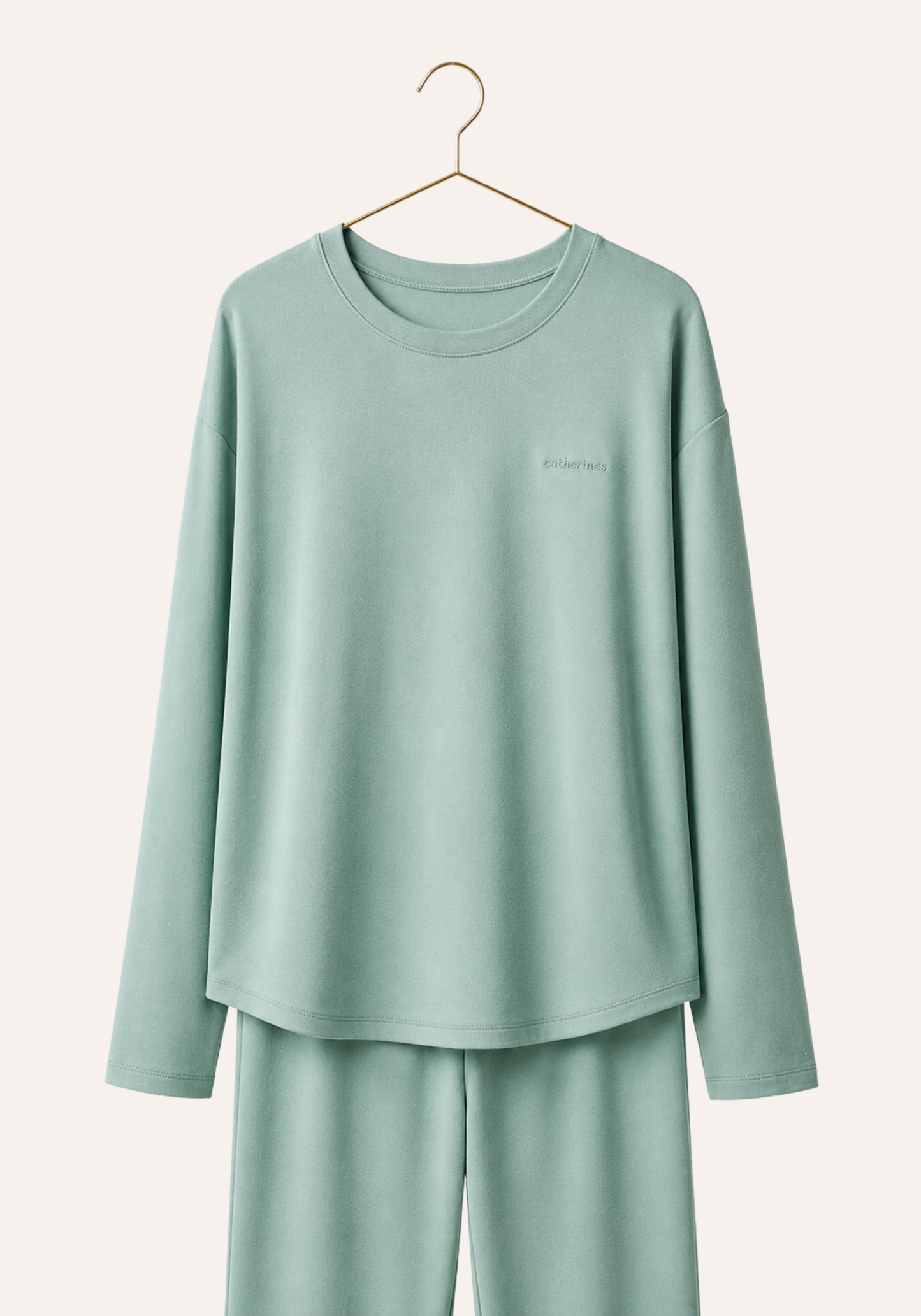 Plain Long Sleeve Top And Pant Pajamas