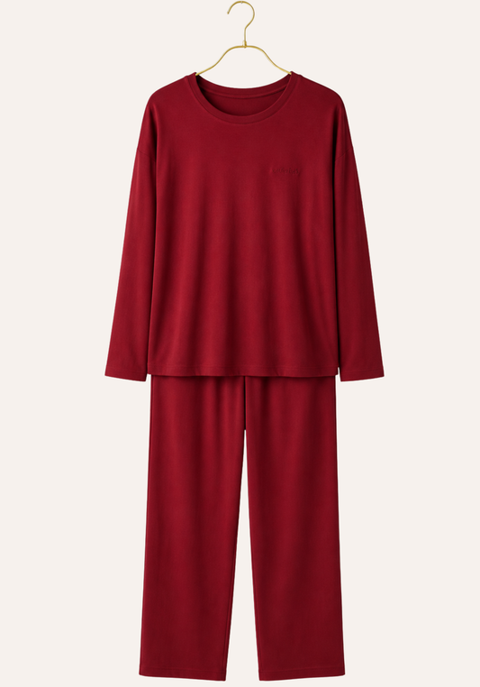 Plain Long Sleeve Top And Pant Pajamas