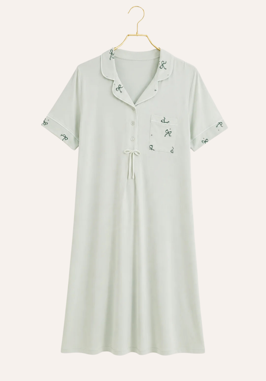 Maternal Collar Button Short Sleeve Nighty