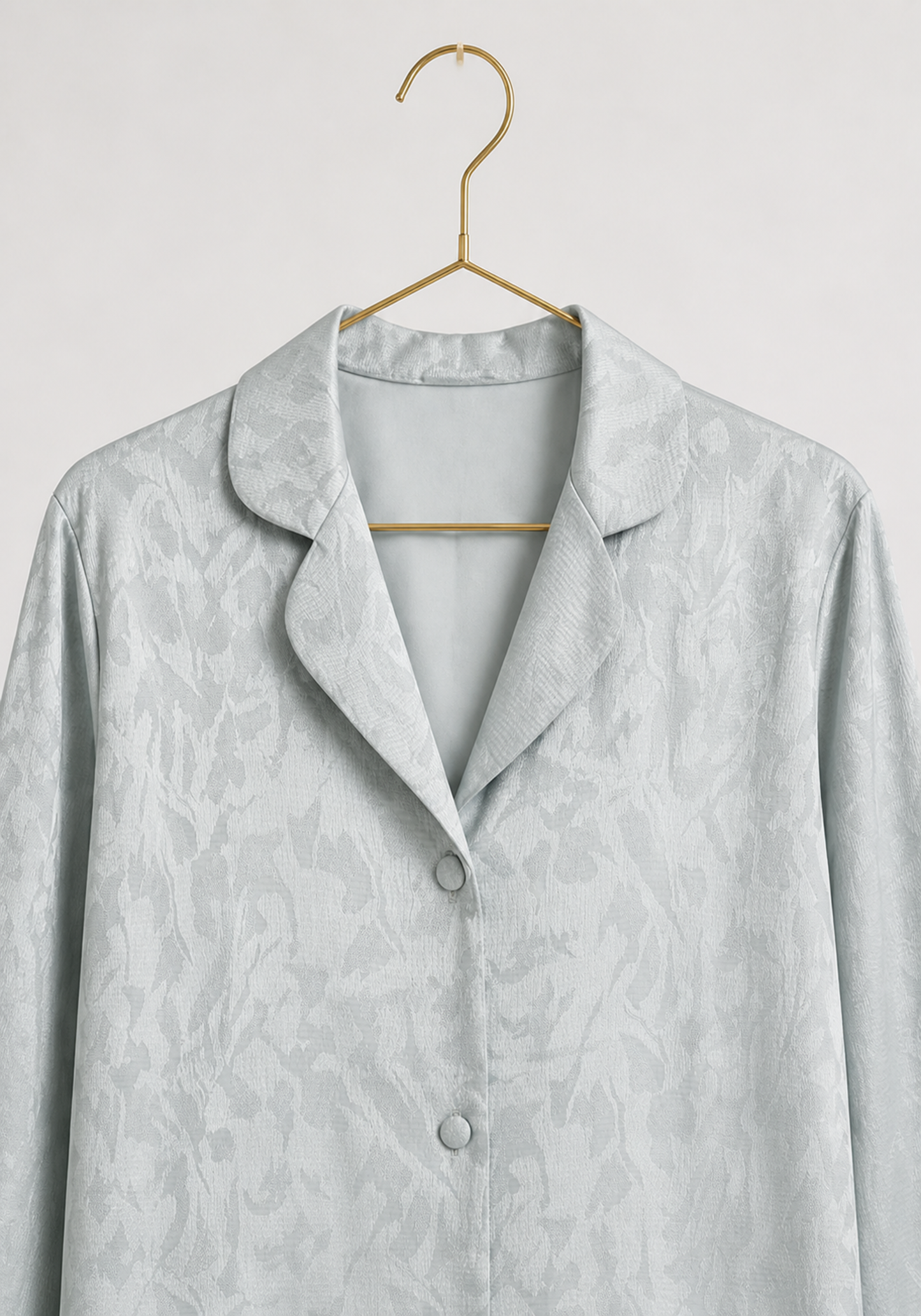 Satin Jackard Collar Button Long Sleeve Pajamas