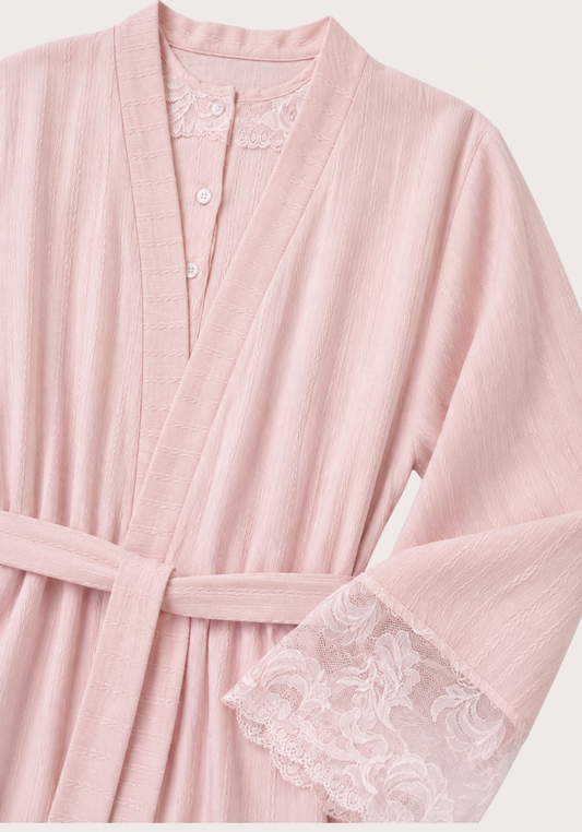 Maternal 3 Pieces Set: Pajamas With Long Robe