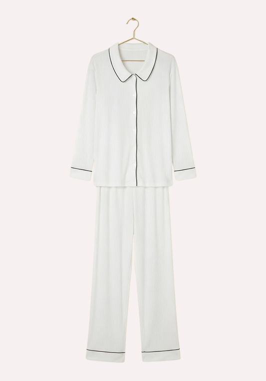 Collar Button Long Sleeve Pajama