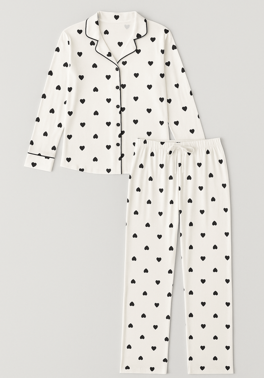 Maternal Thermal Lycra Collar Button Long Sleeve Pajama