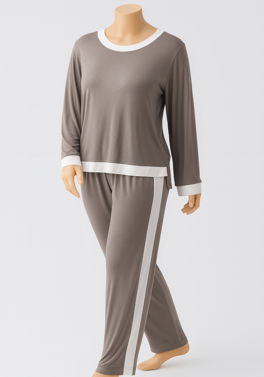 Sporty Long Sleeve Viscose Lycra Pajama