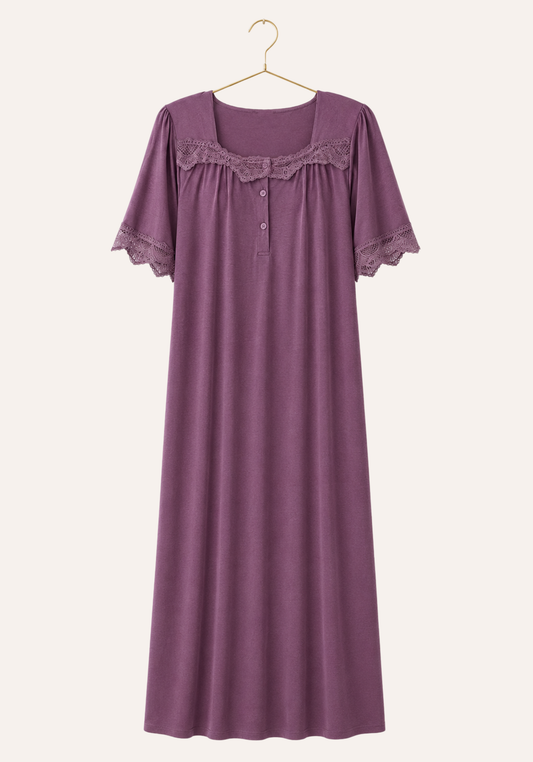 Plus Size Short Sleeve Long Gown
