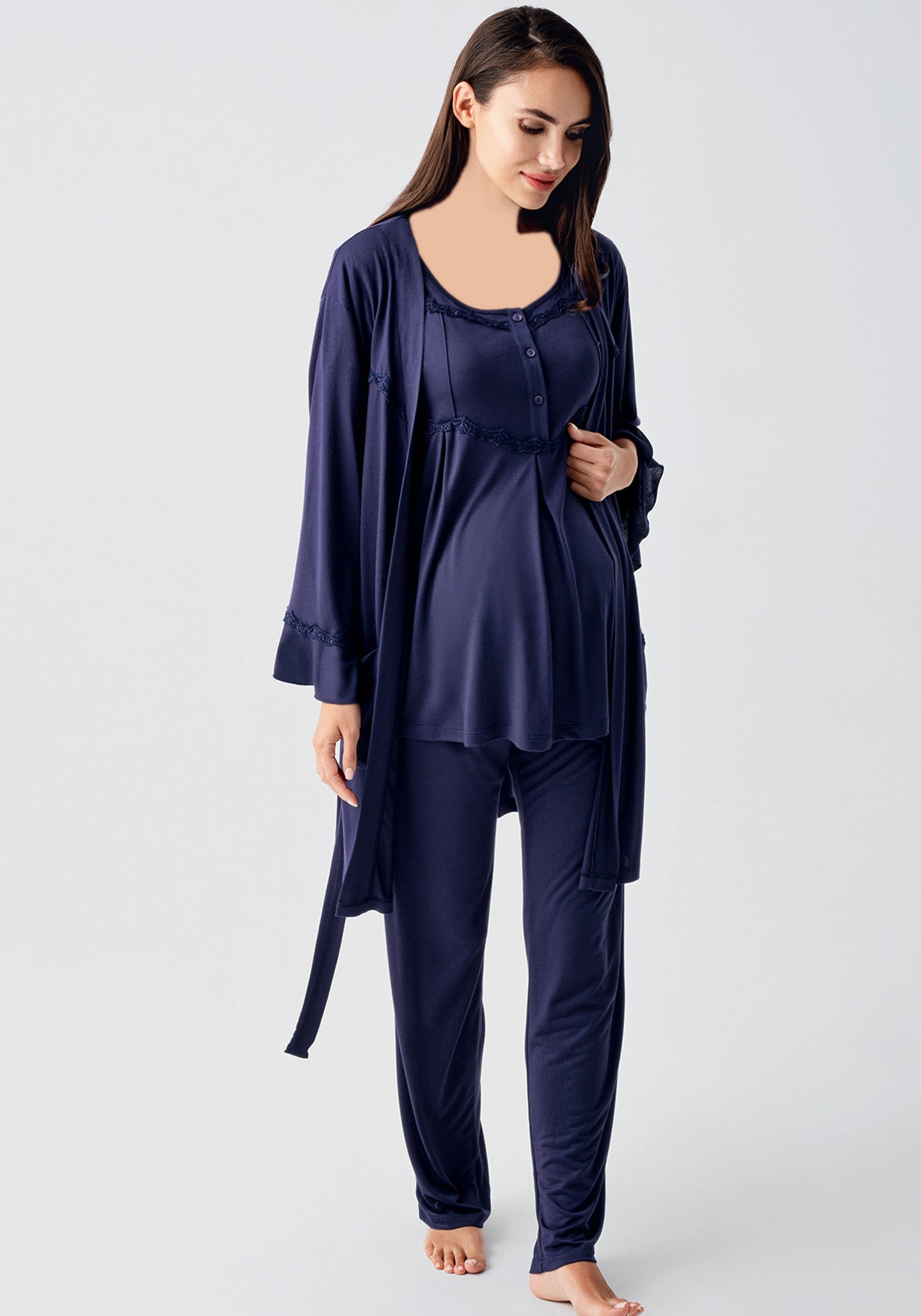 طقم بيجامة للأمومة مكون من 3 قطع