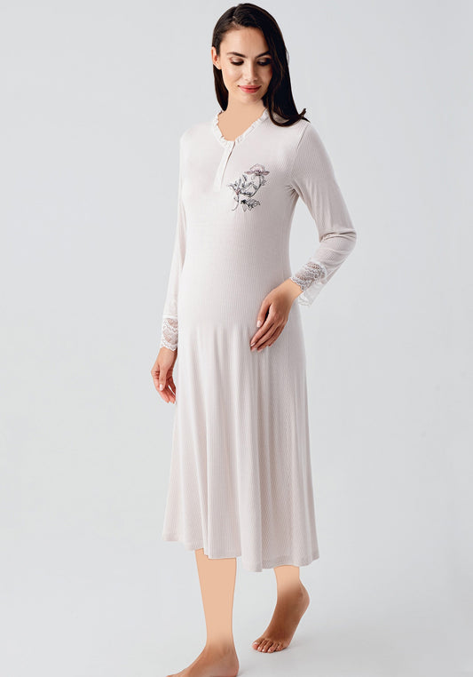 طقم نوم مطبوع للأمومة مكون من قطعتين