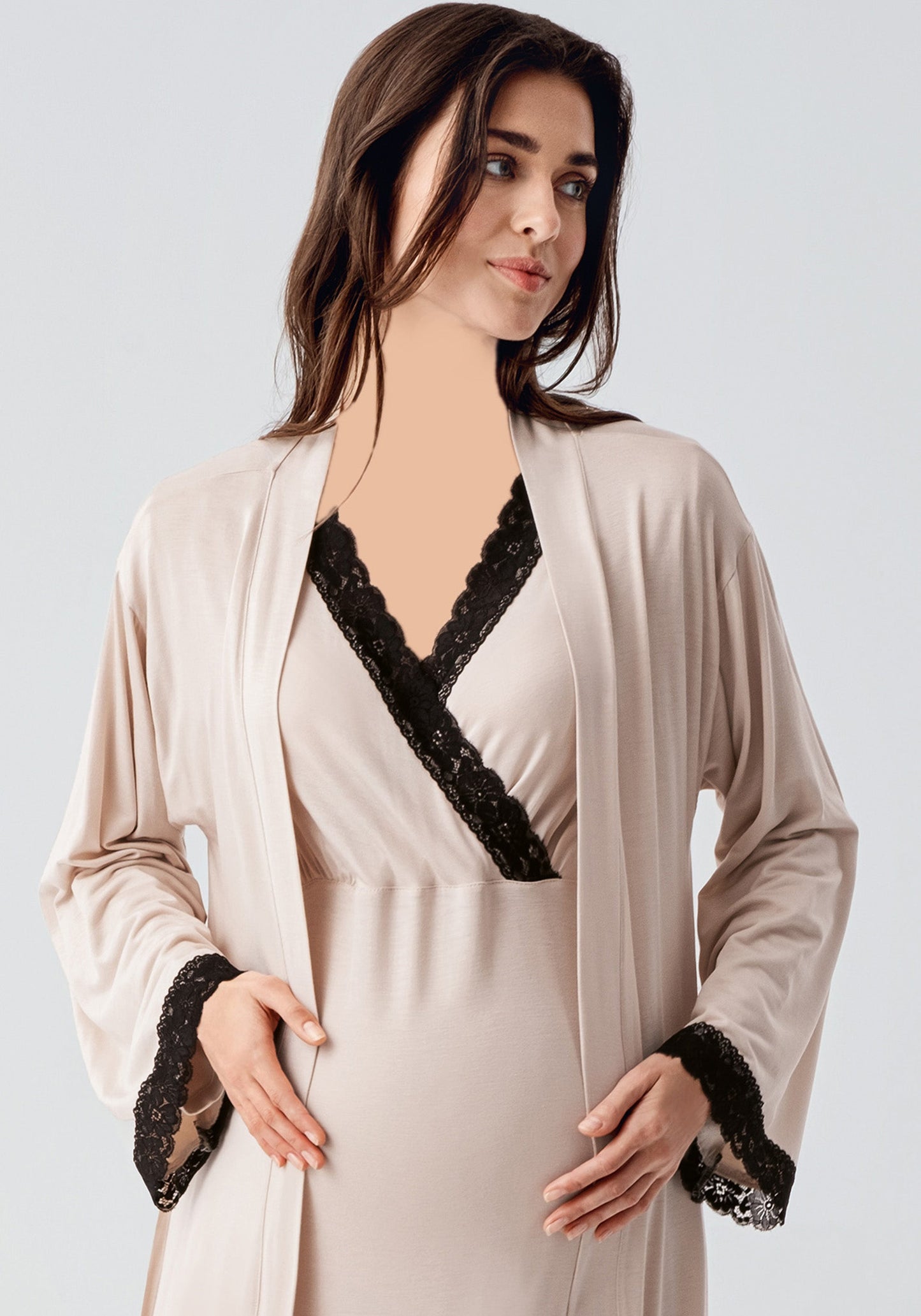 طقم رداء نوم للأمومة مكون من قطعتين