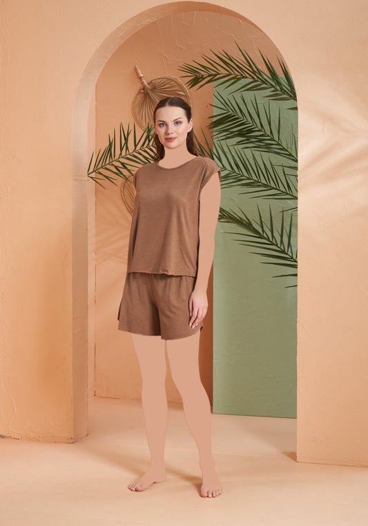 Viscose Lycra Short Sleeve Top And Short Set